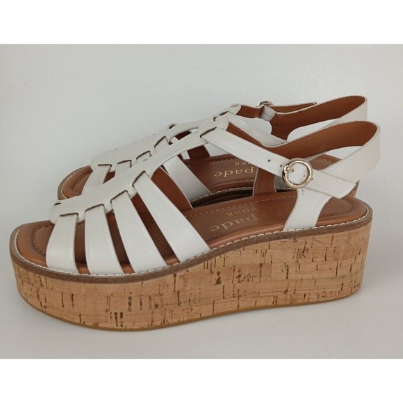 Kate Spade New York Mabel Parchment Leather Ankle Strap Cork Sandals Size 7 B - Picture 3 of 13